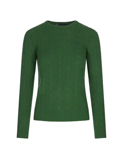 Ralph Lauren Green Wool And Cashmere Braided Sweater