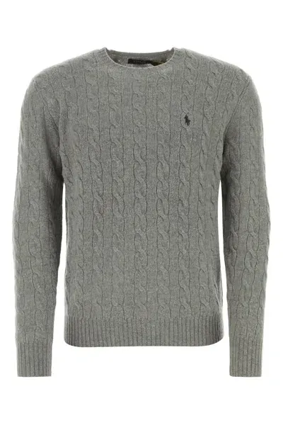 Ralph Lauren Grey Wool Blend Sweater In Fawn Grey