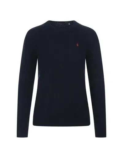 Ralph Lauren Hunter Blue Wool And Cashmere Braided Sweater