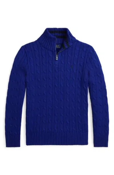 Ralph Lauren Polo  Kids' Cable Cotton Half Zip Sweater In Classic Azure