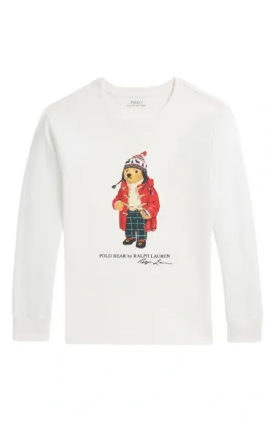 Ralph Lauren Polo  Kids' Long Sleeve Jersey Graphic T-shirt In Nevis Bear