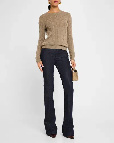 Ralph Lauren Lofty Cashmere Cable-knit Long-sleeve Crewneck Sweater In Sk Truf ml