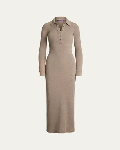 Ralph Lauren Mélange Wool Jersey Polo Day Dress In Grey