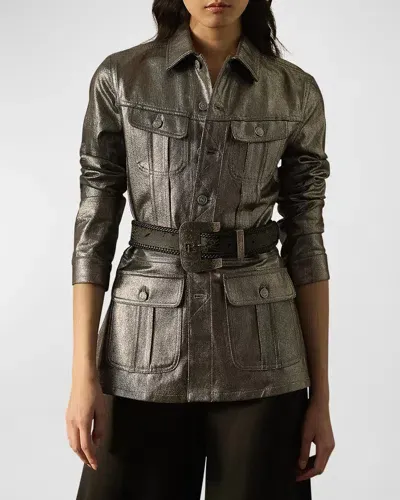 Ralph Lauren Metallic Denim Safari Jacket In Asteroid