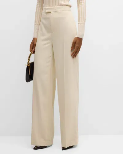 Ralph Lauren Modern Wool Wide-leg Trousers In Cream