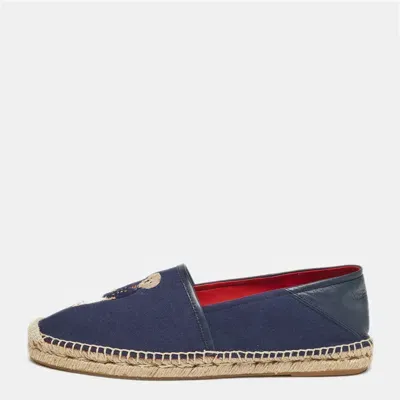 Pre-owned Ralph Lauren Navy Blue Denim Slip On Espadrille Size 41