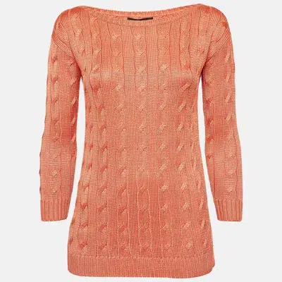 Pre-owned Ralph Lauren Orange Cable Knit Sweater Xs