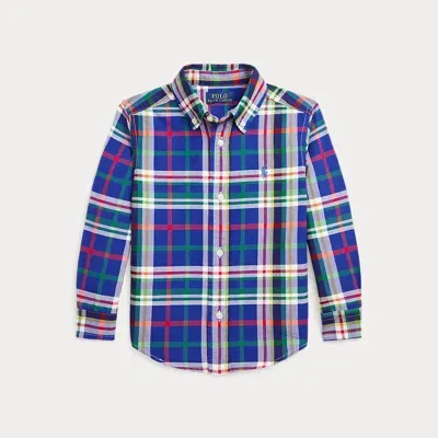 Ralph Lauren Kids' Plaid Cotton Oxford Shirt In 6480b1 Royalwhite Multi