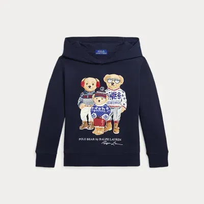 Ralph Lauren Kids' Polo Bear Family Fleece Hoodie In Rl Navy