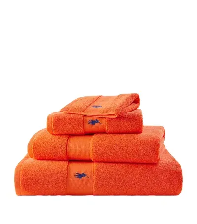 Ralph Lauren Polo Player Guest Towel In Orange