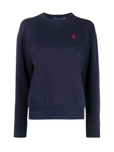 Ralph Lauren Pony Embroidered Crewneck Sweatshirt In Cruise Navy