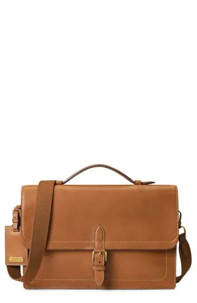 Ralph Lauren Purple Label Bedford Calfskin Leather Briefcase In Brown