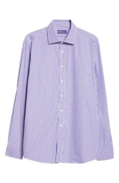 Ralph Lauren Purple Label Bengal Stripe Cotton Poplin Button-up Shirt In Prism Violet