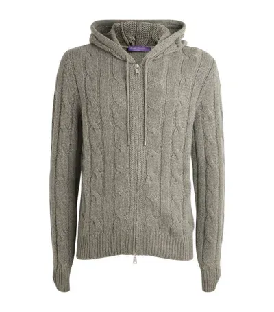 Ralph Lauren Purple Label Cashmere Cable Knit Hoodie In Ls Cable Fz Hoodie