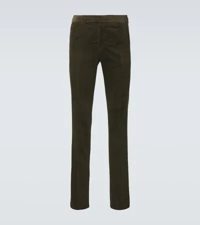 Ralph Lauren Purple Label Cotton Corduroy Straight Pants In Grün