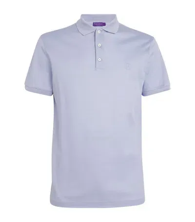 Ralph Lauren Purple Label Cotton Polo Shirt In Soft Blue