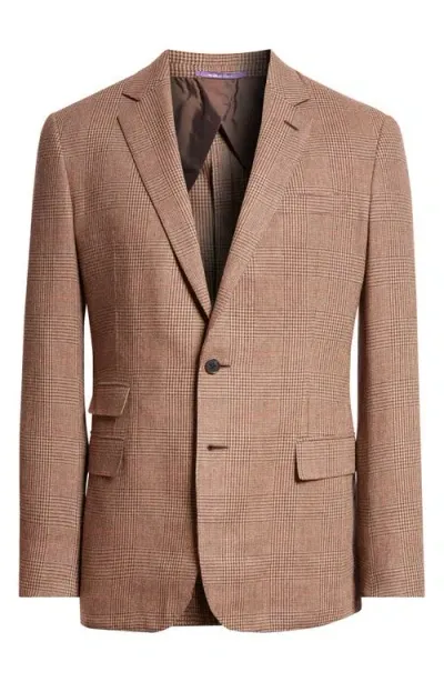 Ralph Lauren Purple Label Glen Plaid Wool, Silk & Cashmere Sport Coat In Brown Multi W/burgundy