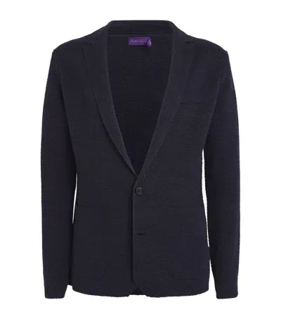 Ralph Lauren Purple Label Linen-blend Cardigan In Navy