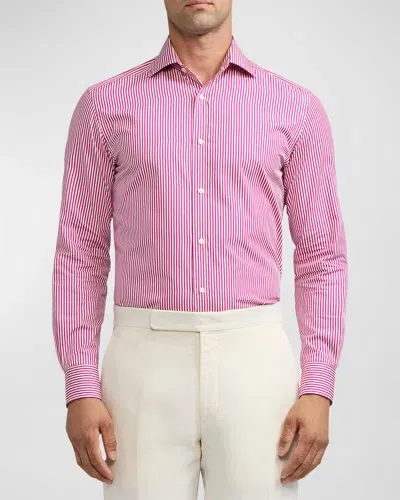 Ralph Lauren Purple Label Men's Bengal Stripe Poplin Shirt In Lilac Rose