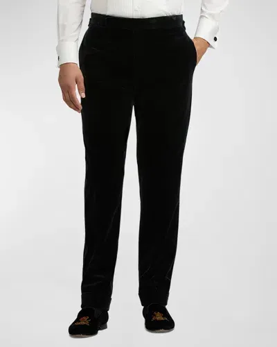 Ralph Lauren Purple Label Men's Gregory Hand-tailored Velvet Trousers In Black