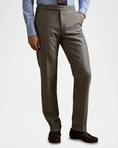 Ralph Lauren Purple Label Men's Gregory Hand-tailored Wool Trousers In Heather Grey