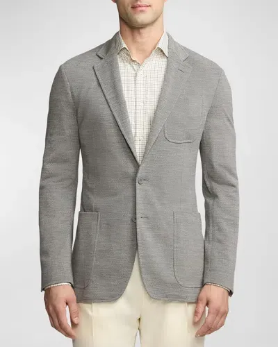 Ralph Lauren Purple Label Men's Hadley Hand-tailored Wool Piqué Blazer In Grey