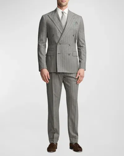 Ralph Lauren Purple Label Men's Kent Hand-tailored Pinstripe Wool Suit In Grey