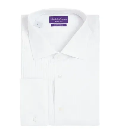 Ralph Lauren Purple Label Pleated Tuxedo Shirt In White