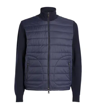 Ralph Lauren Purple Label Quilted Knit Jacket In Navy