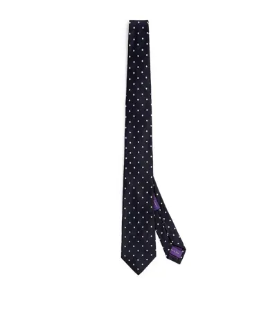 Ralph Lauren Purple Label Silk Polka-dot Tie In Blue