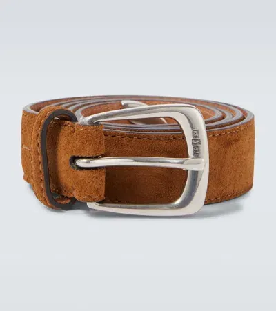 Ralph Lauren Purple Label Suede Belt In Braun