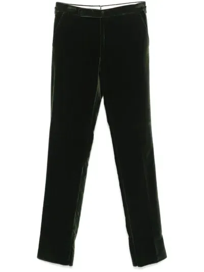 Ralph Lauren Purple Label Velvet Trousers In Green