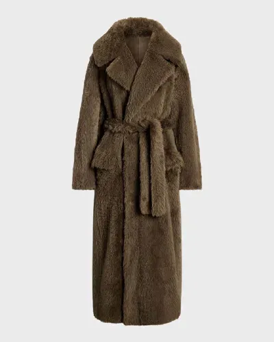 Ralph Lauren Remi Merino Shearling Reversible Coat In Taupe