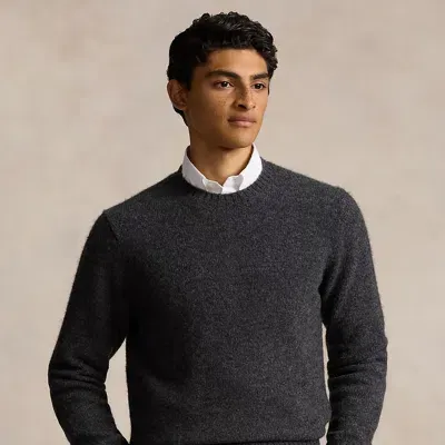 Ralph Lauren Suede-patch Sweater In Static Grey Heather