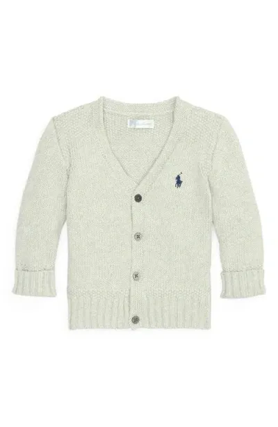 Ralph Lauren Babies'  V-neck Cardigan In Light Sport Heather