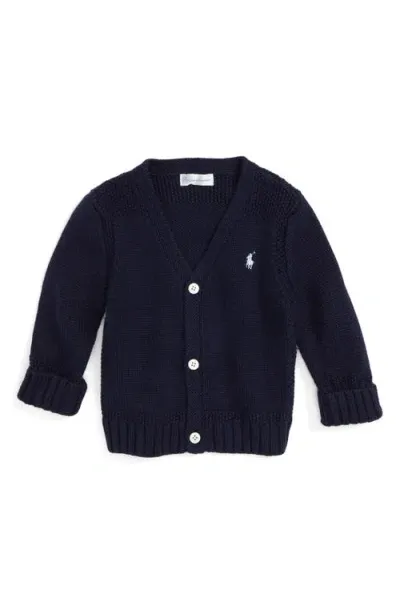 Ralph Lauren Babies'  V-neck Cardigan In Navy