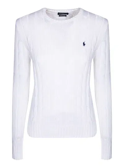 Ralph Lauren White Cotton Cable-knit Crew Neck Sweater