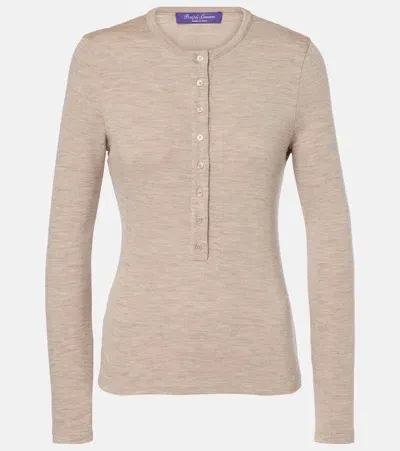 Ralph Lauren Wool Henley Shirt In Beige