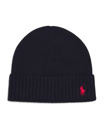 Ralph Lauren Kids' Wool Polo Pony Beanie In Navy