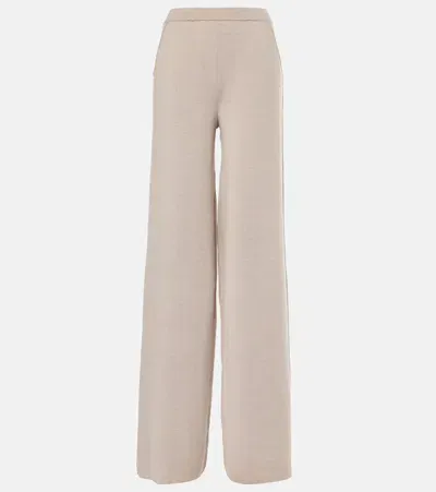 Ralph Lauren Wool Wide-leg Pants In Beige