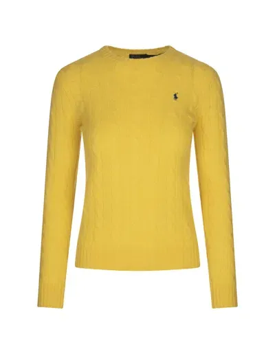 Ralph Lauren Yellow Wool And Cashmere Braided Sweater