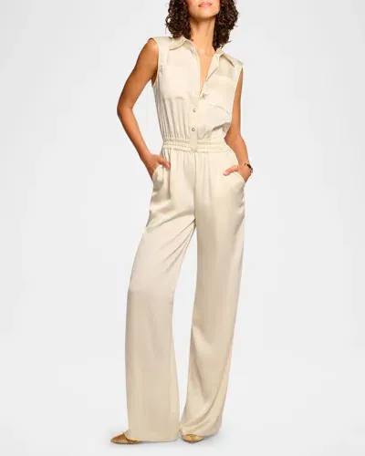 Ramy Brook Rabiya Button Down Jumpsuit In Cream