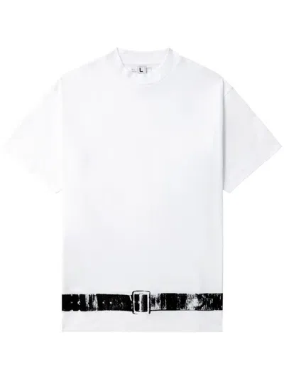 Random Identities Belt-print T-shirt In White