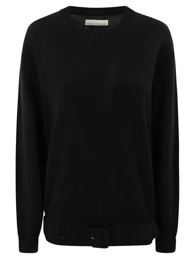 Random Identities Men Belted Cashmere Sweater Knit In Black