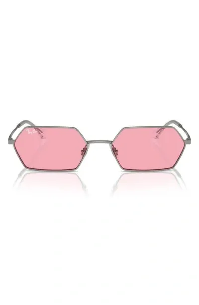 Ray Ban 55mm Frameless Rectangle Sunglasses In Pink