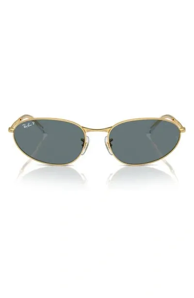 Ray Ban 56mm Polarized Irregular Oval Sunglasses In Gold Flash