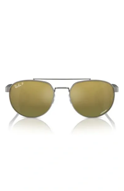 Ray Ban 56mm Polarized Irregular Sunglasses In Gunmetal