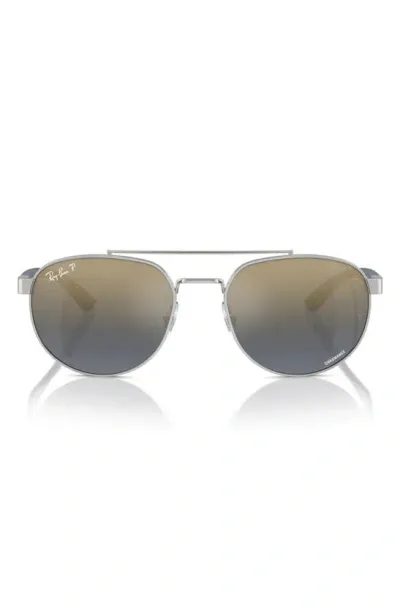 Ray Ban 56mm Polarized Irregular Sunglasses In Silver