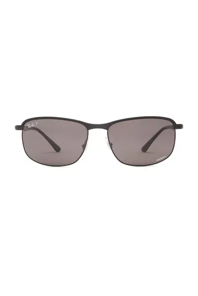 Ray Ban Chromance Rectangular Sunglasses In Black