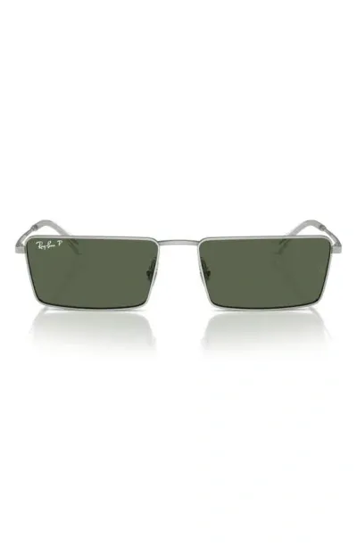 Ray Ban Emy Bio-based Sunglasses Silver Frame Green Lenses Polarized 59-17